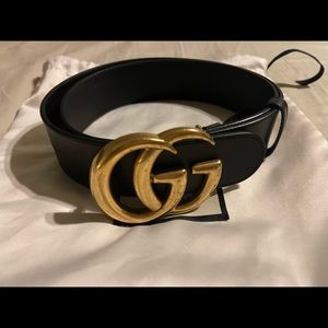 Black / Gold Gucci GG Leather Belt